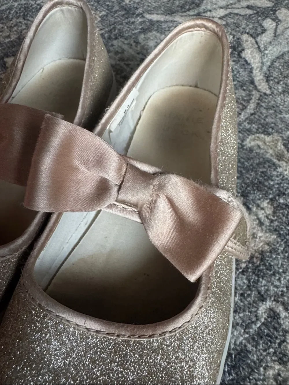 Janie & Jack Girls Sparkle Bow Slip-On Shoes